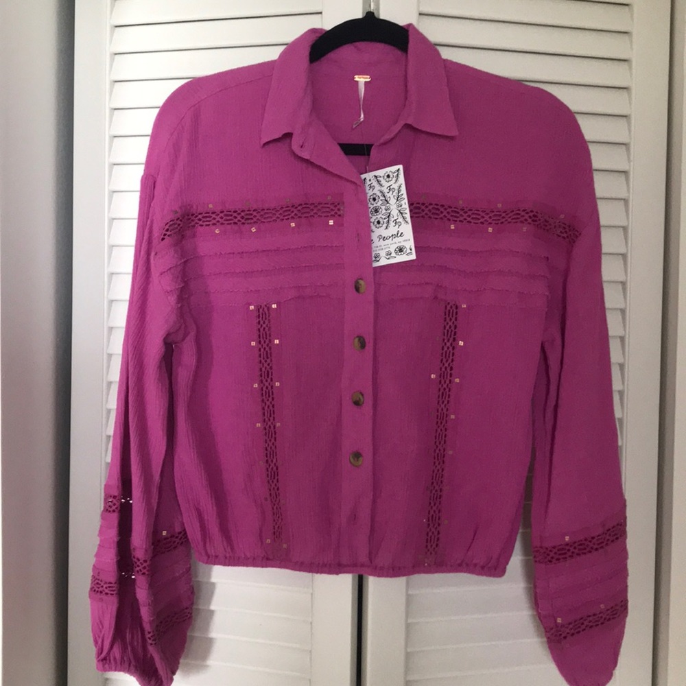 New Free People Fushia Top